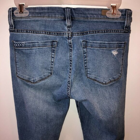 BlankNyc Womens Size 27 Medium Wash Blue Distressed Straight Leg Denim Jeans - Picture 7 of 11